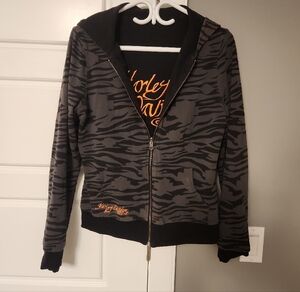 Harley Davidson Reversible Zip-Up Hoodie with Logo